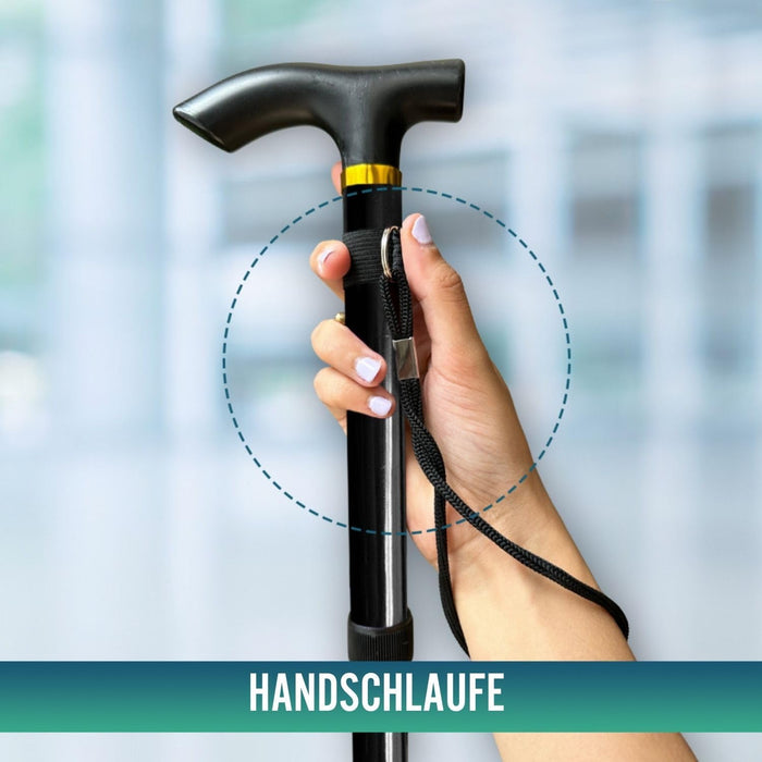 Ausziehbarer und höhenverstellbarer Gehstock | Schwarz