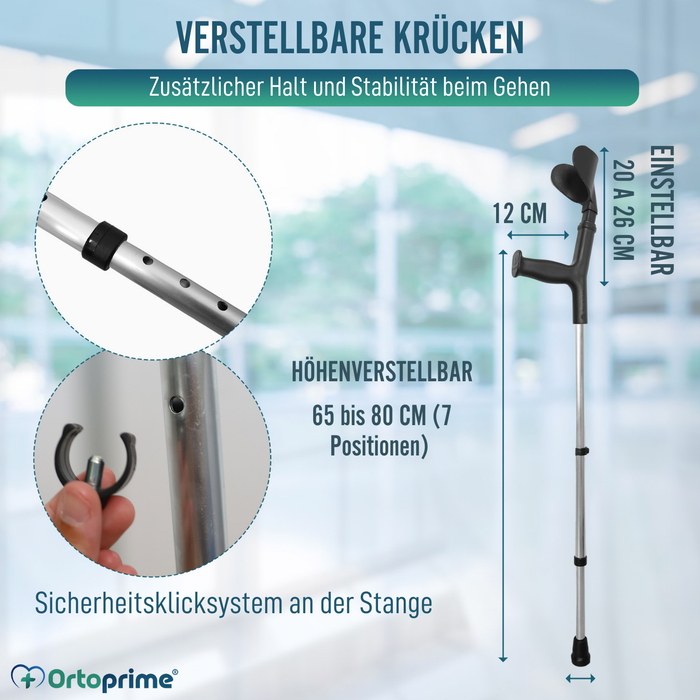Pack 2 Höhenverstellbare orthopädische Gehhilfen | Duo Unterarmstützen