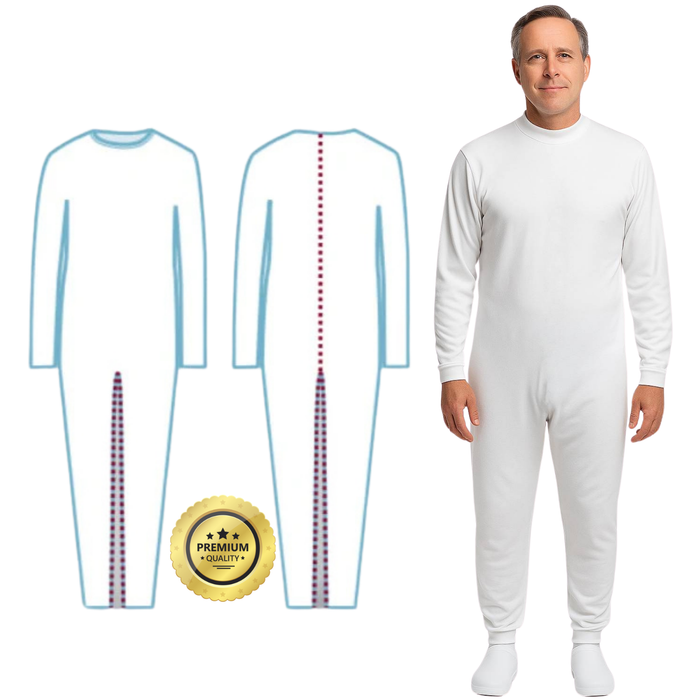 Langarm-Inkontinenzpyjama | Unisex mit Doppelreißverschluss