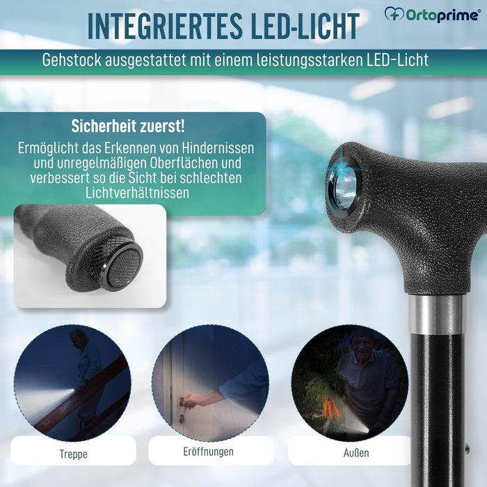 Faltbarer Gehstock für Senioren mit LED-Licht