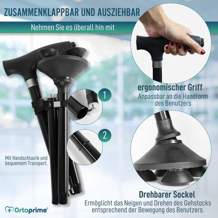 Faltbarer Gehstock für Senioren mit LED-Licht