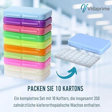 Zahnwachs für Zahnspangen | Packung mit 10 Etuis