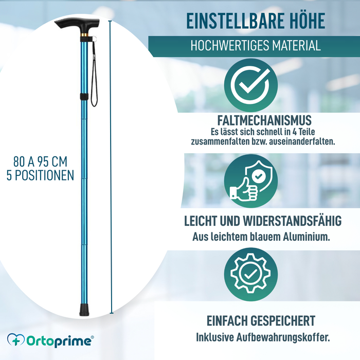 Faltstock zusammenklappbar und verlängerbar | Blauer Stock