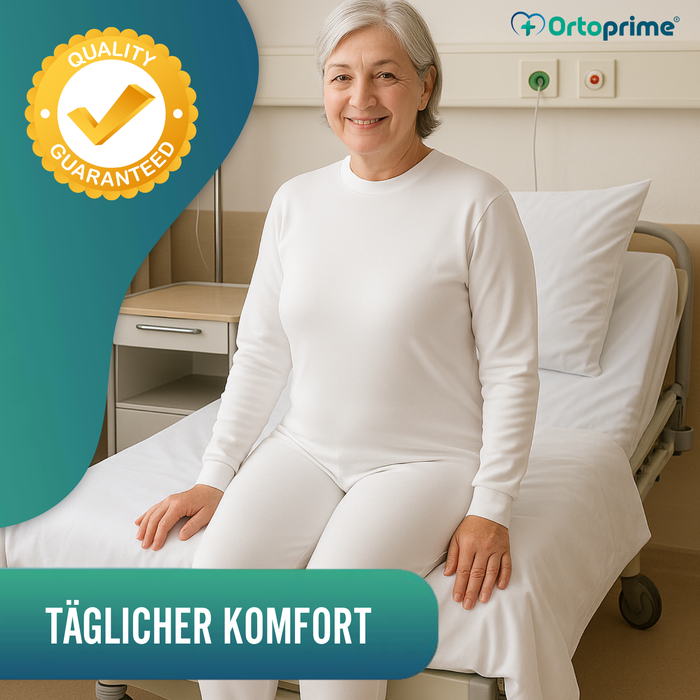 Langarm-Inkontinenzpyjama | Unisex mit Doppelreißverschluss