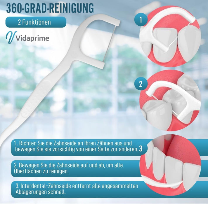 Zahnseide mit Griff PREMIUM | Packung mit 200