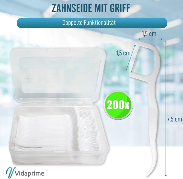 Zahnseide mit Griff PREMIUM | Packung mit 200