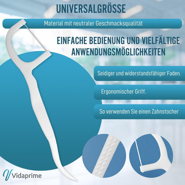 Zahnseide mit Griff PREMIUM | Packung mit 200