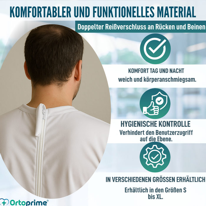 Langarm-Inkontinenzpyjama | Unisex mit Doppelreißverschluss