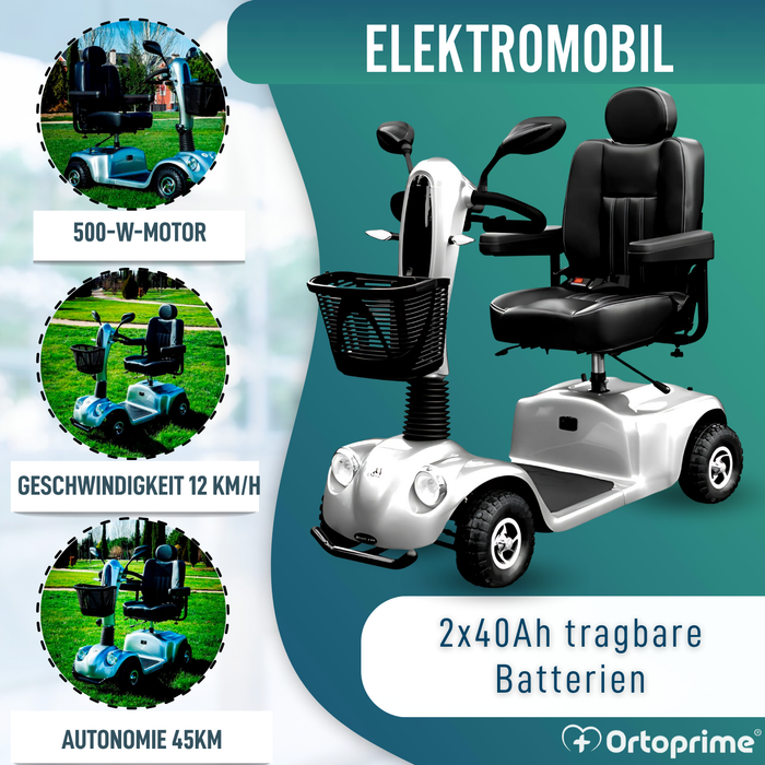 Elektrischer Scooter für Erwachsene | 4 Räder mit Federung