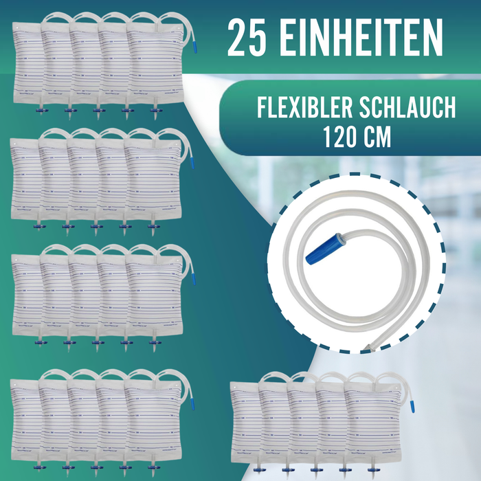 Urinbeutel 2L für Männer und Frauen | Packung mit 25 Stück