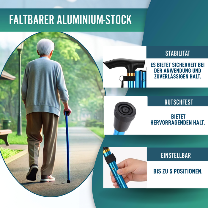 Faltstock zusammenklappbar und verlängerbar | Blauer Stock