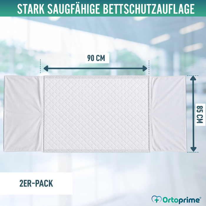 PACK 2 Waschbare, Saugfähige Bettunterlagen, 90cm breit, Plus 4,65 Liter/m2