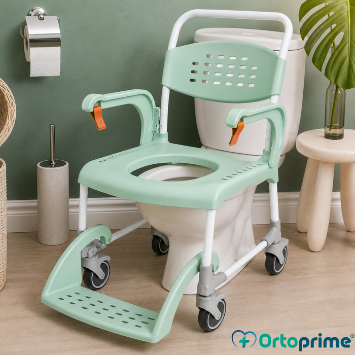 Dusch-Toilettenstuhl mit Rollen 3 in 1 | Sitz mit Ablauf