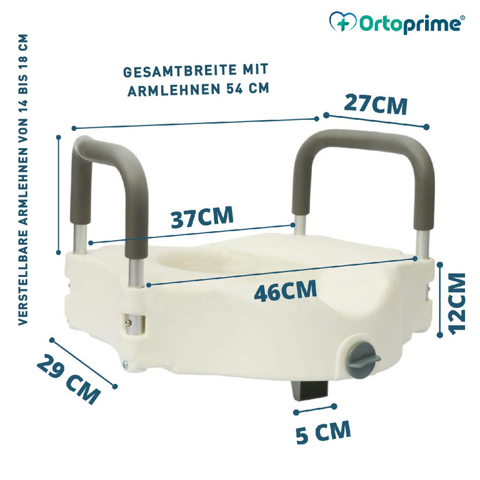 WC-Erhöher 12 cm mit gepolsterten Armlehnen