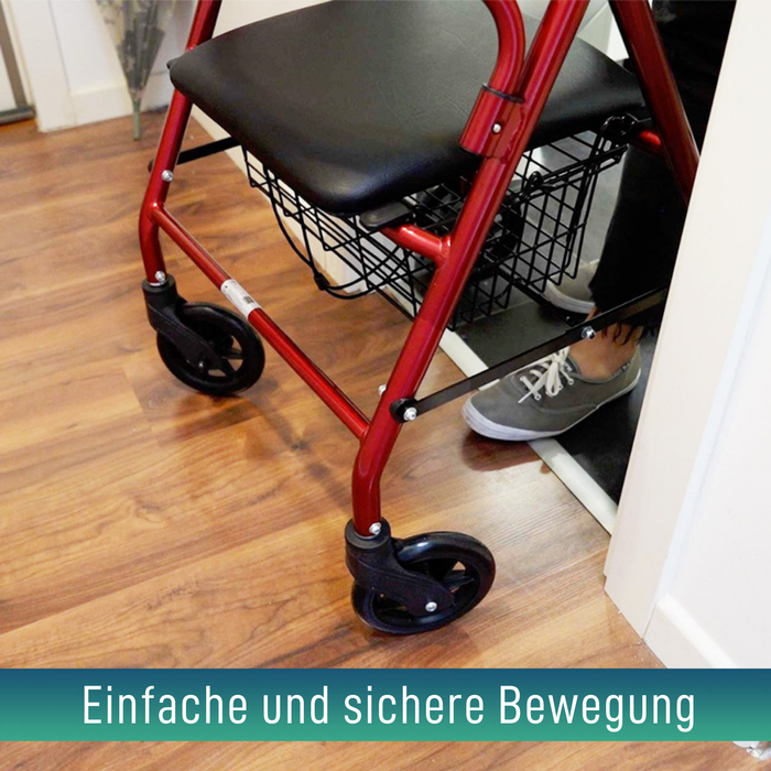 Rollator aus Aluminium mit Bremsen und Gepolsterter Sitzfläche