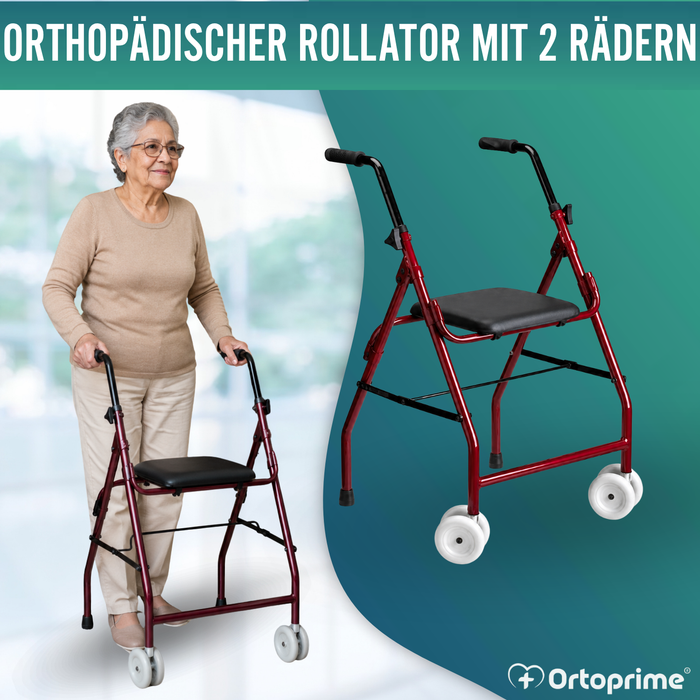 Gehbarer Rollator aus Aluminium | Gepolsterter Sitz
