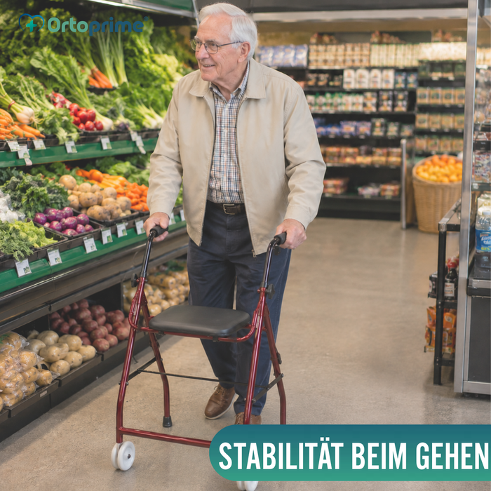 Gehbarer Rollator aus Aluminium | Gepolsterter Sitz