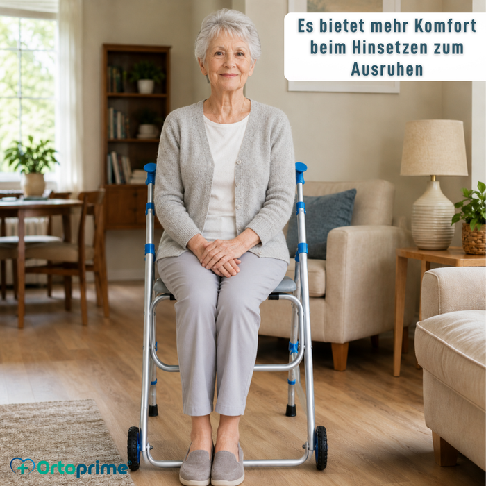 Faltbarer Aluminium-Gehwagen mit Sitz