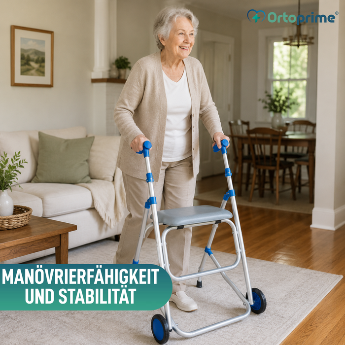 Faltbarer Aluminium-Gehwagen mit Sitz