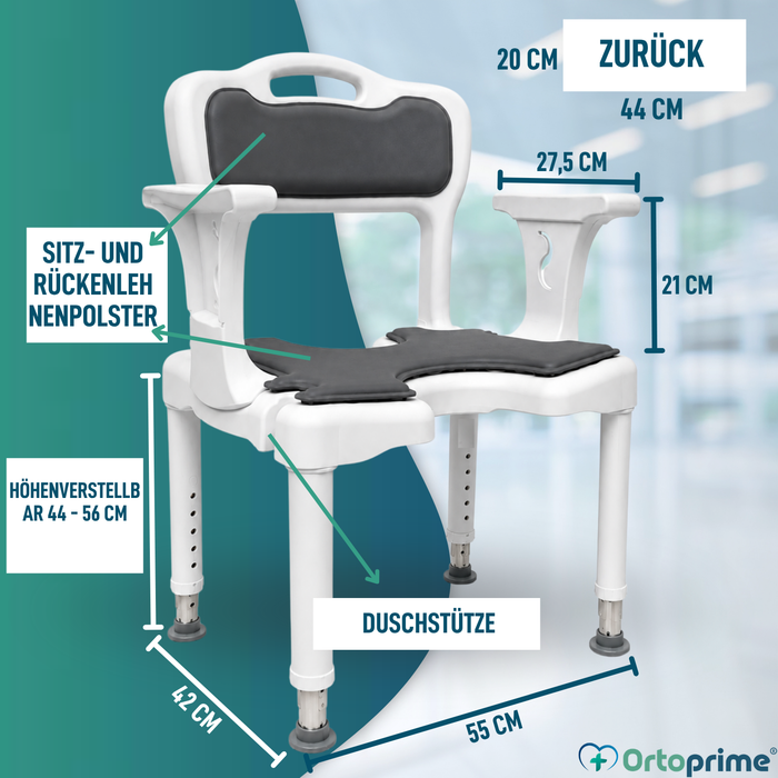 3-in-1 Duschstuhl U-Form | Rutschfester Duschhocker