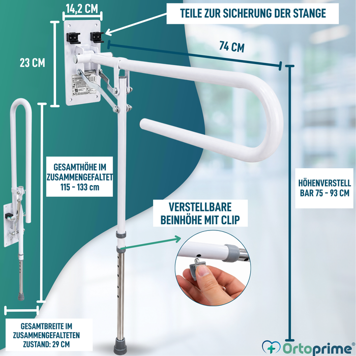 Barrierefreier Klappbarer Duschgriff mit Stütze | Sicherheits-WC-Griff