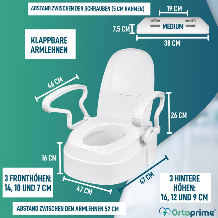 WC-Sitzerhöhung 3-fach Verstellbar | Mit Deckel