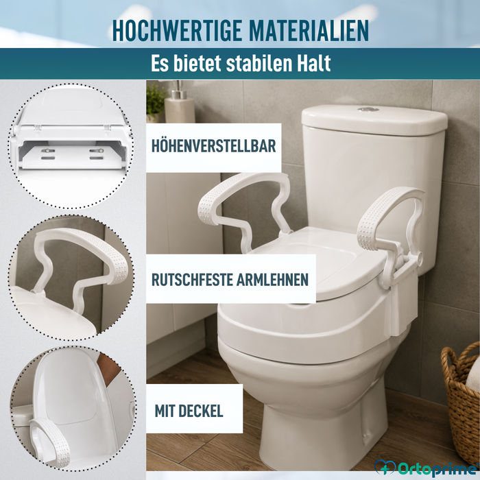 WC-Sitzerhöhung 3-fach Verstellbar | Mit Deckel