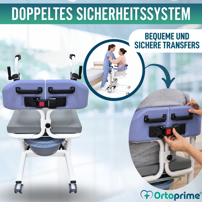 3-in-1 Transferstuhl | Höhenverstellbarer Toilettenstuhl