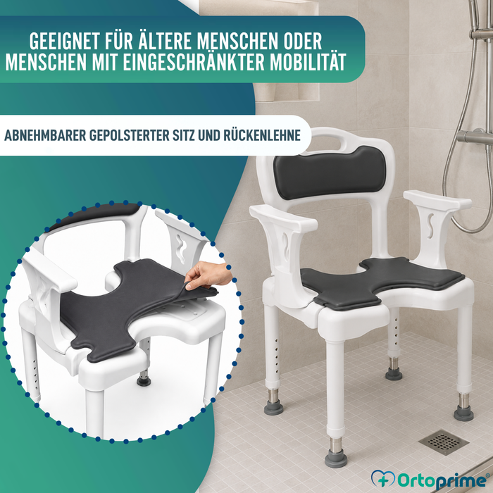 3-in-1 Duschstuhl U-Form | Rutschfester Duschhocker