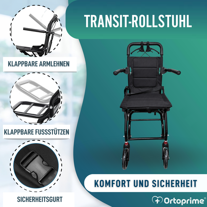 Leichter Faltbarer Transportrollstuhl mit Handbremse
