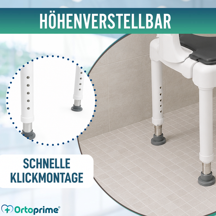 3-in-1 Duschstuhl U-Form | Rutschfester Duschhocker