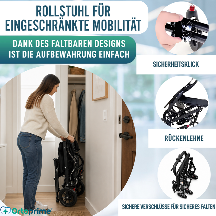 Leichter Faltbarer Transportrollstuhl mit Handbremse