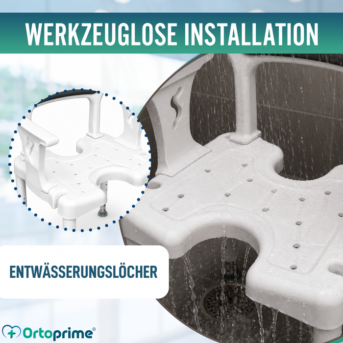 3-in-1 Duschstuhl U-Form | Rutschfester Duschhocker