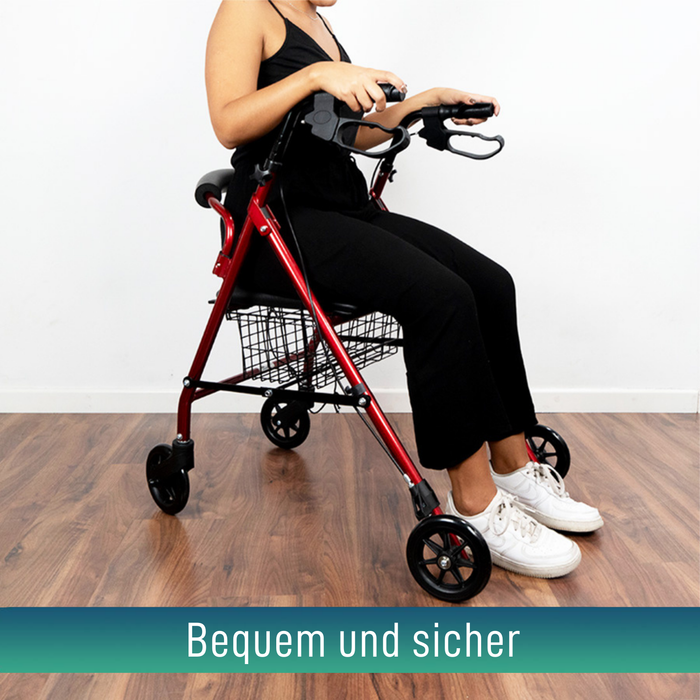 Rollator aus Aluminium mit Bremsen und Gepolsterter Sitzfläche