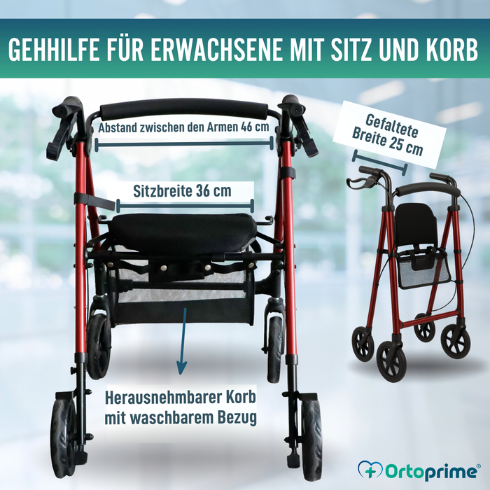 Rollator mit Höhenverstellbarem Sitz Klappbar Leicht