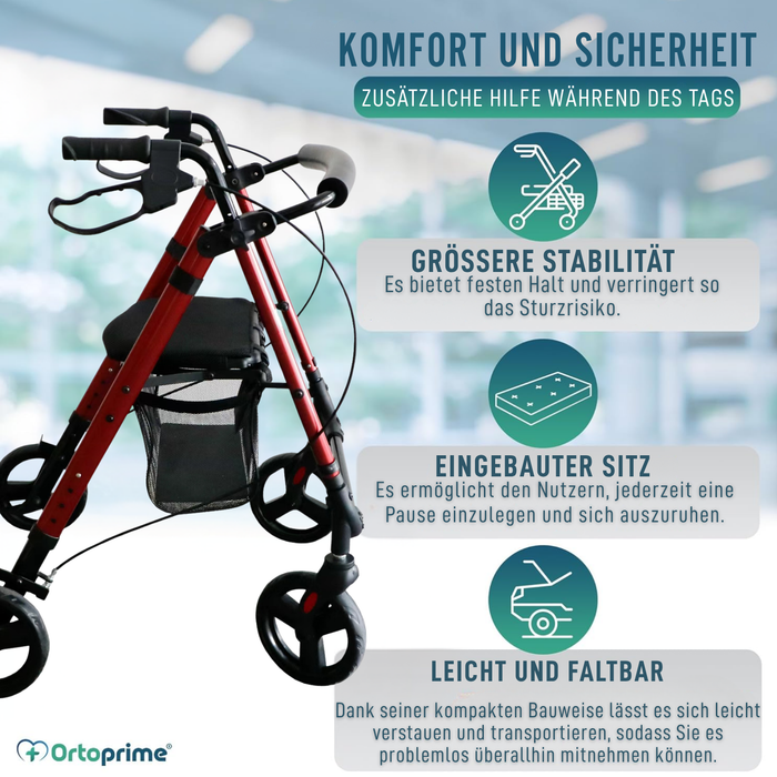 Rollator mit Höhenverstellbarem Sitz Klappbar Leicht