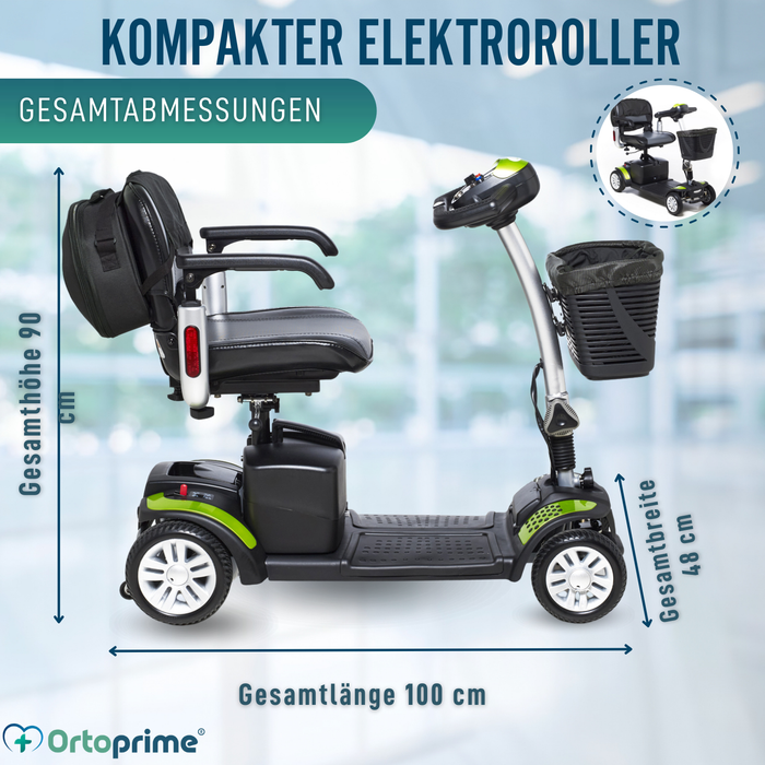 Kompakter Elektro-Scooter mit Heckrucksack