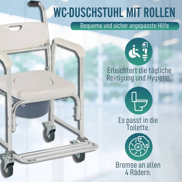 WC-Duschstuhl mit klappbaren Beinen