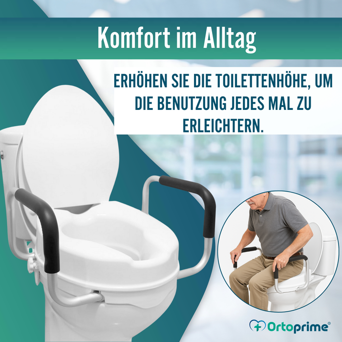 WC-Erhöher 10cm mit Deckel und Armen | Universeller WC-Lift