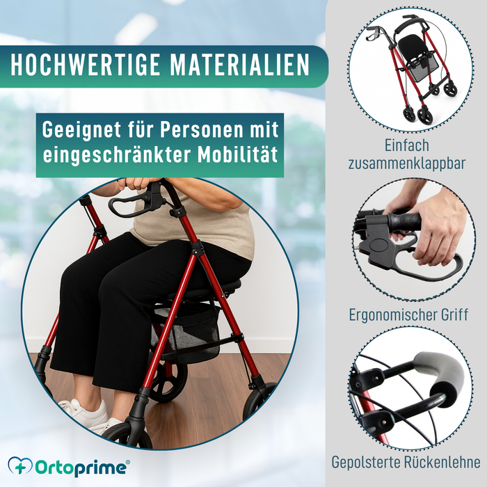 Rollator mit Höhenverstellbarem Sitz Klappbar Leicht