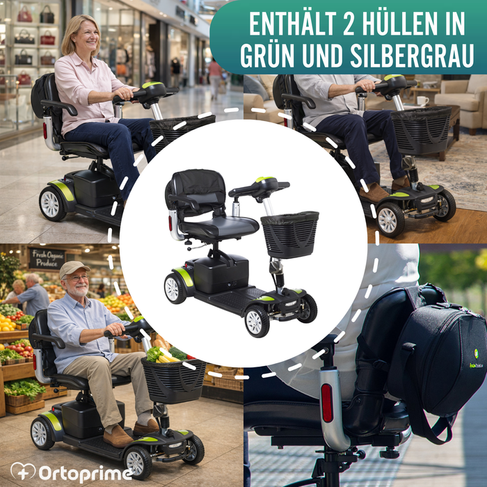 Kompakter Elektro-Scooter mit Heckrucksack