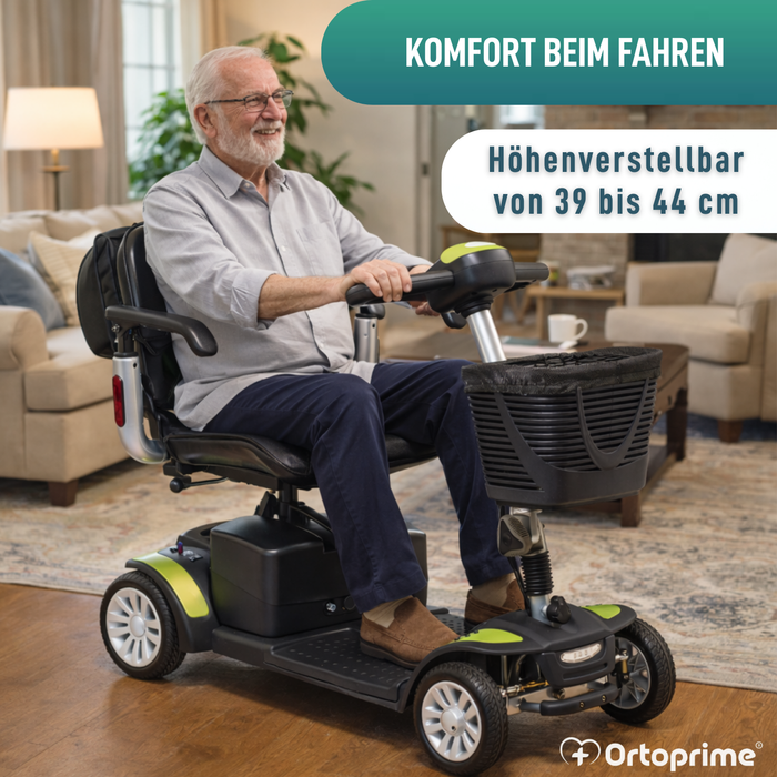 Kompakter Elektro-Scooter mit Heckrucksack