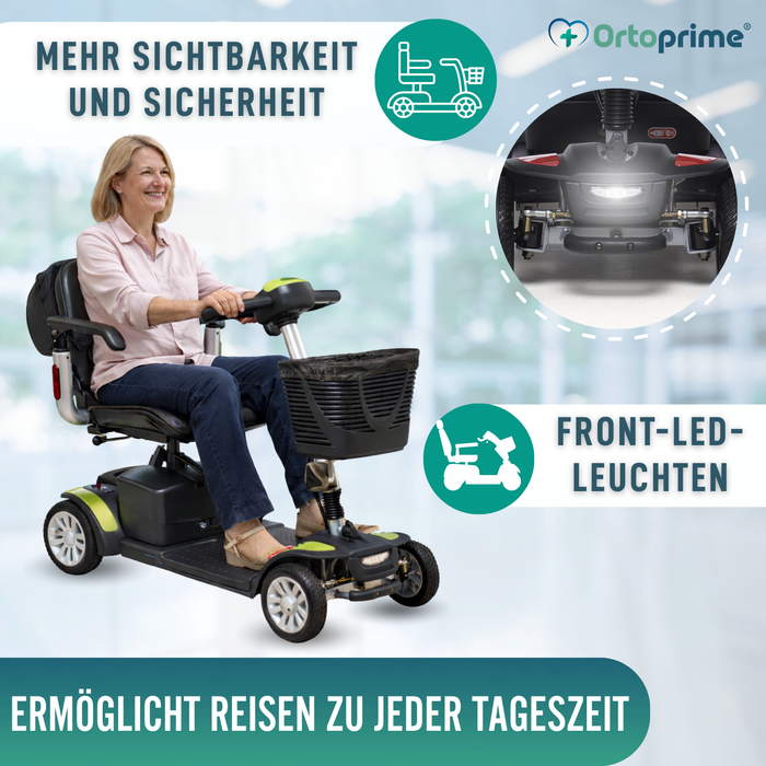 Kompakter Elektro-Scooter mit Heckrucksack