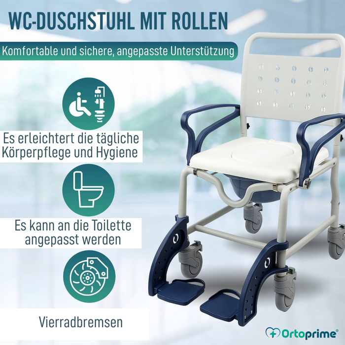 Dusch WC Stuhl Erwachsene Mit Klapparmen & Füßen | WC