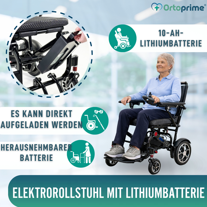 Elektrischer Faltrollstuhl Ultra Leicht | 10Ah Akku