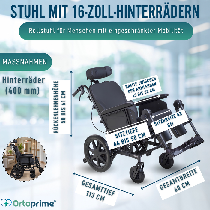 Positionierungsrollstuhl mit Kippfunktion | Anti-Dekubitus