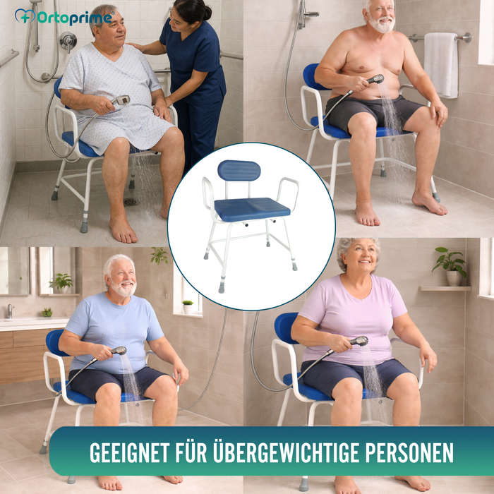 XXL Duschstuhl Bariatrisch mit Rückenlehne und Armlehnen