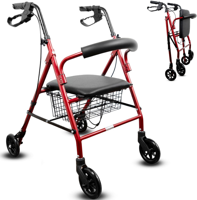 Rollator aus Aluminium mit Bremsen und Gepolsterter Sitzfläche