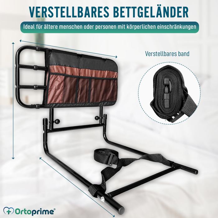 Ausziehbares Geländer mit klappbarem System für das Bett