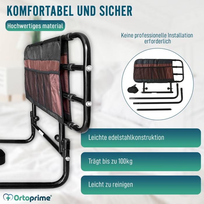 Ausziehbares Geländer mit klappbarem System für das Bett